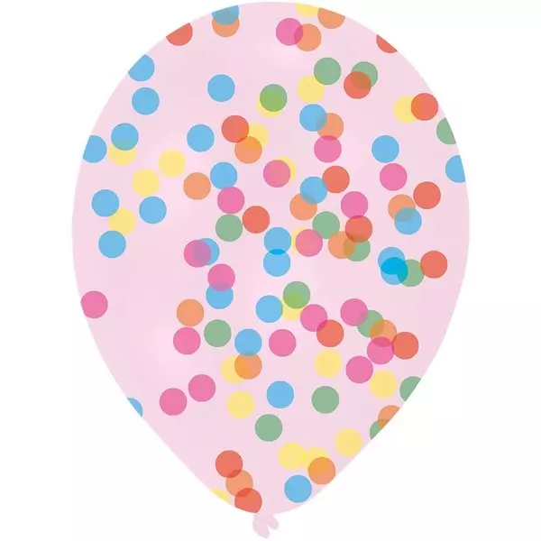 Set de 6 baloane din latex umplute cu confeti colorate