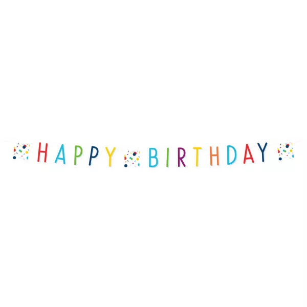 Ghirlandă cu inscripție Happy Birthday și model confeti - 180 x 13,8 cm
