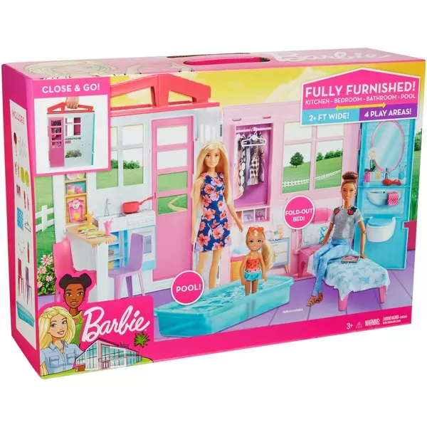 Barbie: Căsuță pentru păpuși, complet mobilat
