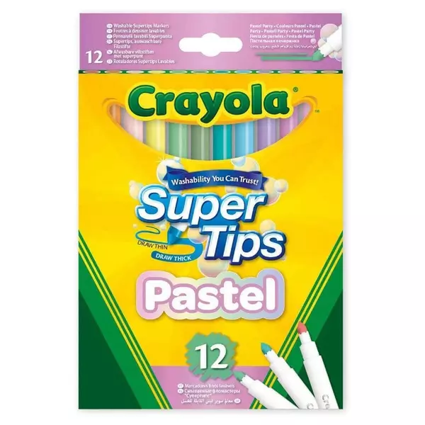 Crayola: Conjunto de Marcadores Super Tips Pastel - 12 peças