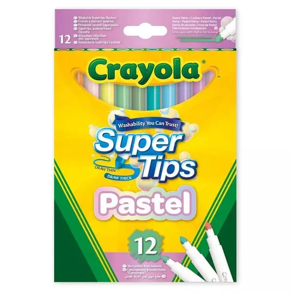 Crayola: Super Tips pasztell filctoll szett - 12 darabos