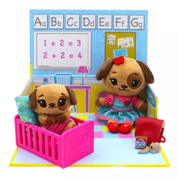 Tiny Tukkins: Set de joacă Preschool Playtime cu 2 figurine de pluș - cățeluș maro