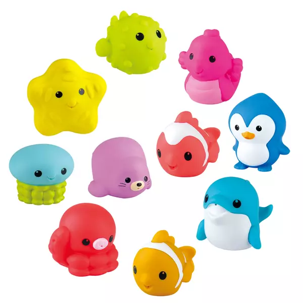 Playgo: Jucărie de baie - Set colorat de animăluțe stropitoare