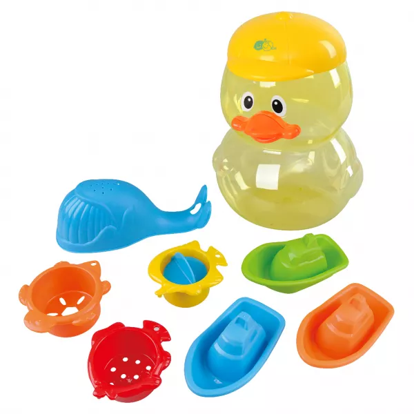 Playgo: Jucărie de baie pentru bebeluși - set în suport rățușcă