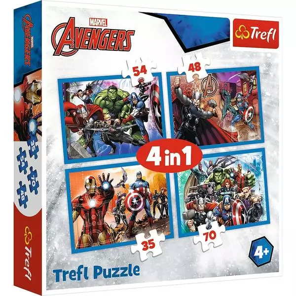 Trefl: Marvel - Răzbunătorii neînfricați - puzzle 4-în-1