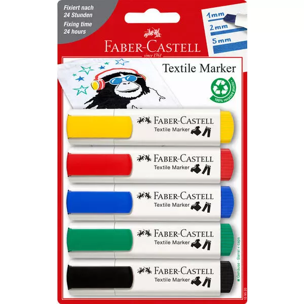 Faber-Castell: Set markere pentru textile - 5 buc