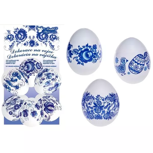 Husvéti mintás tojás zsugorfólia 10 darabos szett - kék