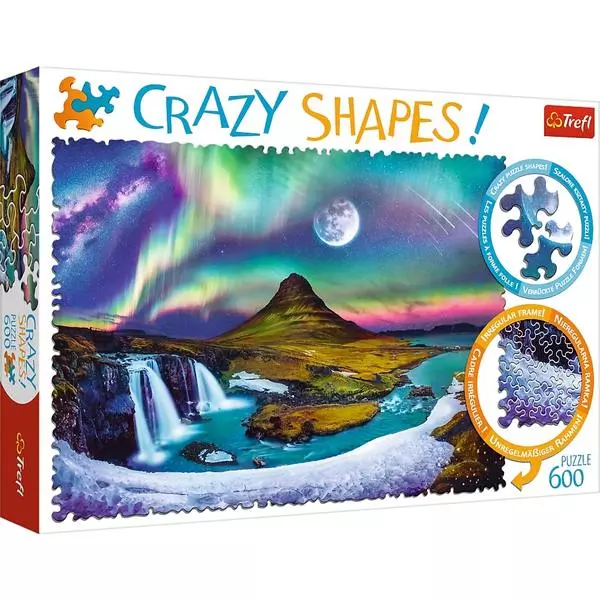 Trefl: Crazy Shapes Aurora Boreală asupra Islandei - puzzle cu 600