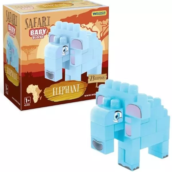 Wader: Baby Blocks Safari cuburi de construcții - elefant