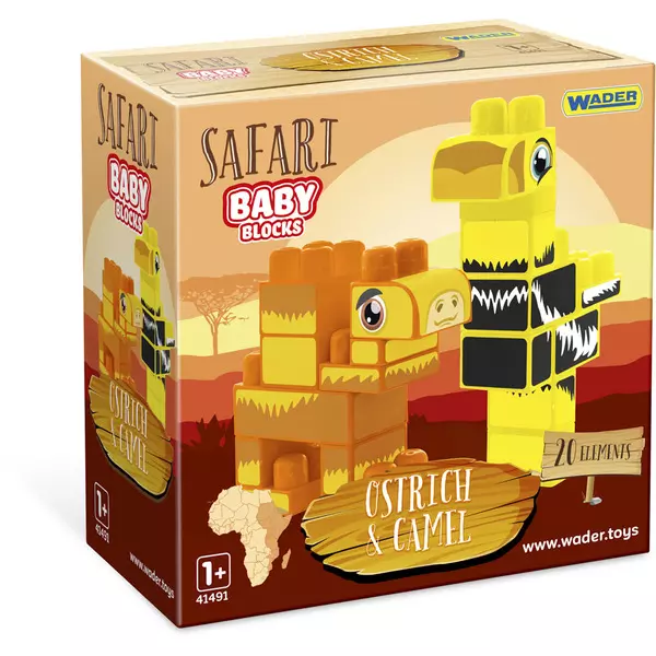 Wader: Baby Blocks Safari cuburi de construcții - struț și cămilă