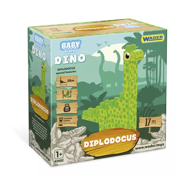 Wader: Baby Blocks Dino cuburi de construcții - Diplodocus