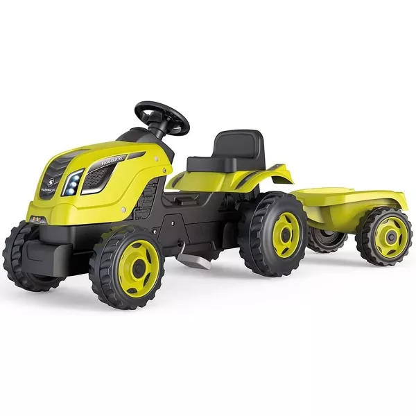 Smoby: tractor Farmer XL cu remorcă - verde