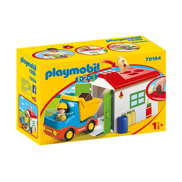 Playmobil 1.2.3.: Teherautó formaválogató garázzsal