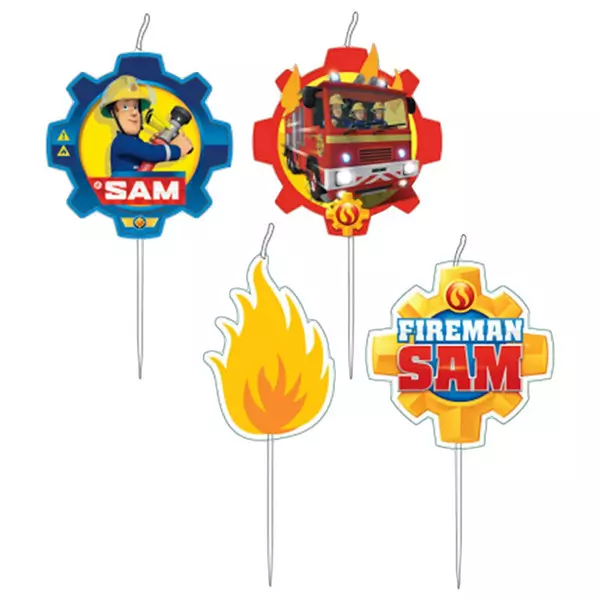 Pompierul Sam: set de 4 lumânări de petrecere