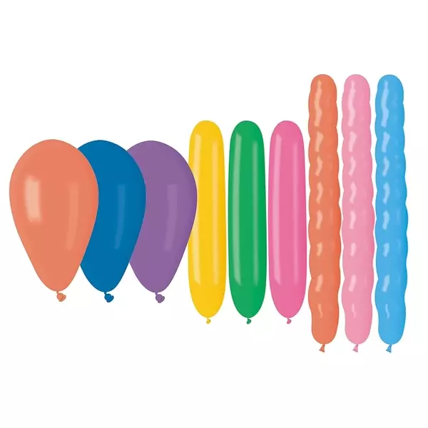 Set de 15 baloane colorate în 3 forme