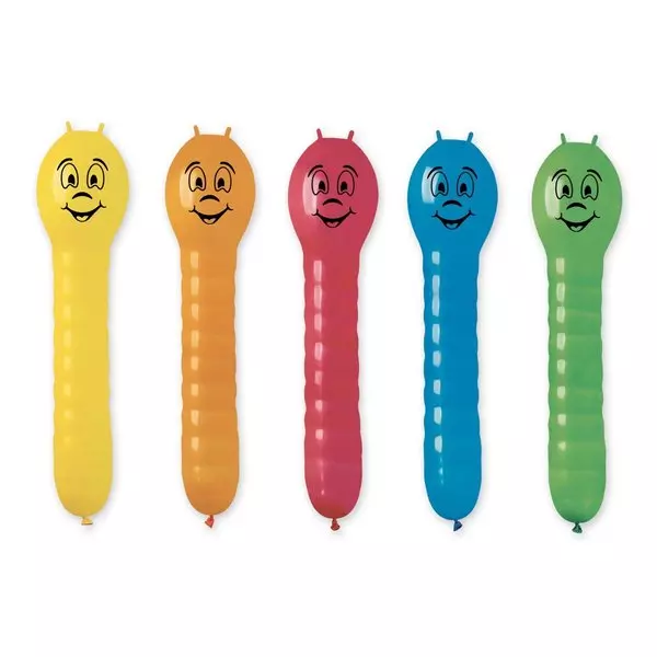 Conjunto de balões coloridos em forma de minhoca - 5 unid.