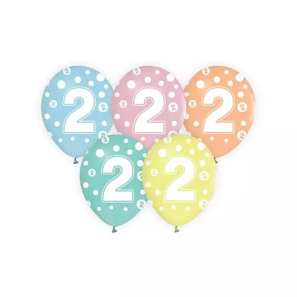 Set de 5 baloane colorate cu buline și cifră - 2