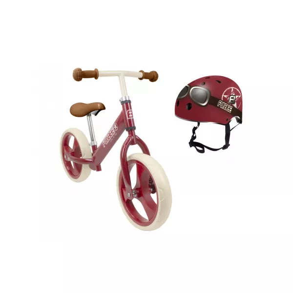 Funbee: Bicicletă fără pedale în stil retro cu cască de protecție, bordo