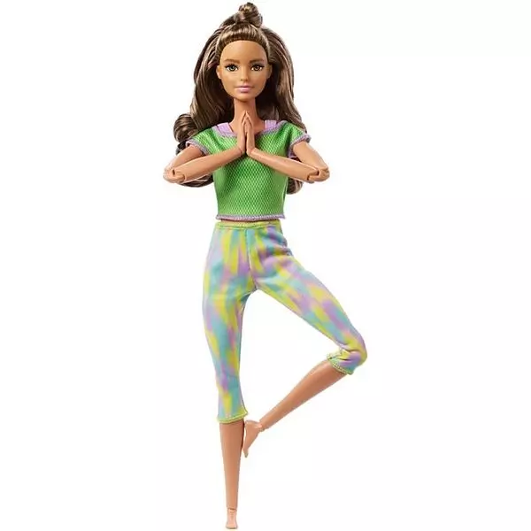 Barbie Made To Move: Păpușă Barbie flexibilă cu păr șaten - yoga