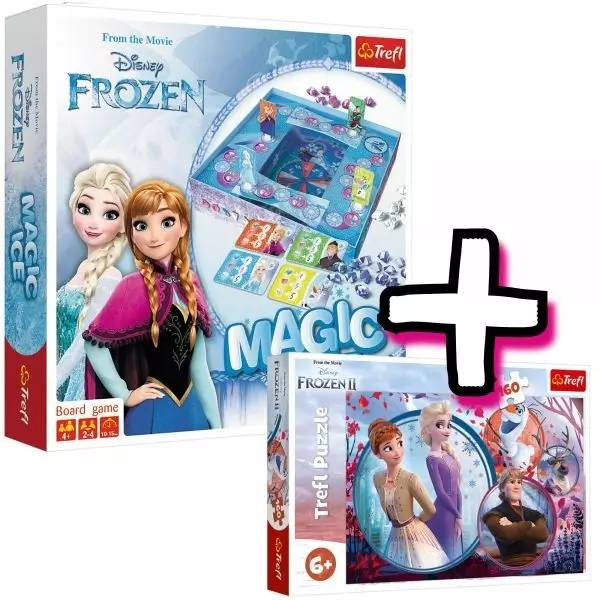 Frozen: Zăpadă magică - joc de societate cu instrucțiuni în lb. maghiară și puzzle 160 piese cadou
