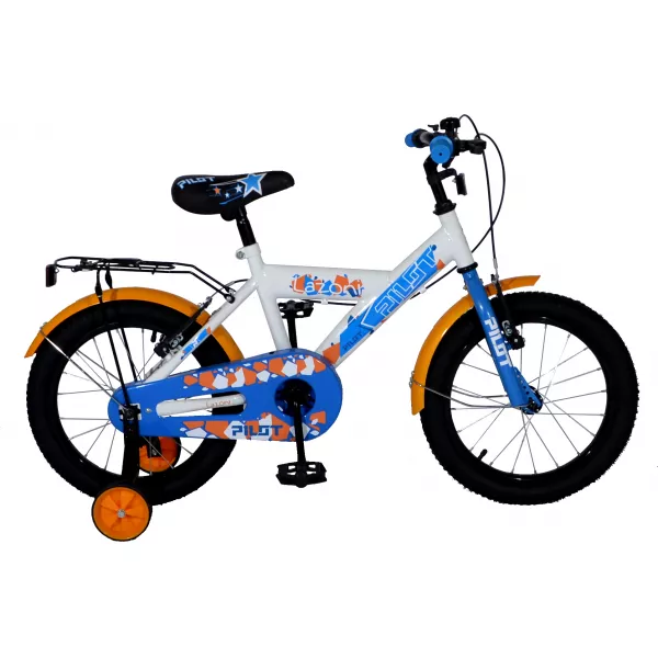 Pilot: Lazoni Bicicletă pentru copii - mărime 16, alb-albastru-portocaliu