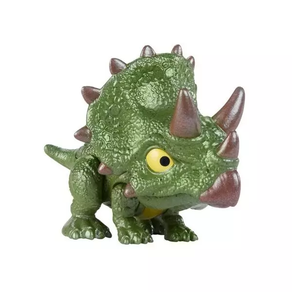Jurassic World: Snap Squad - Mini figurină dinozaur Triceratops care poate mușca