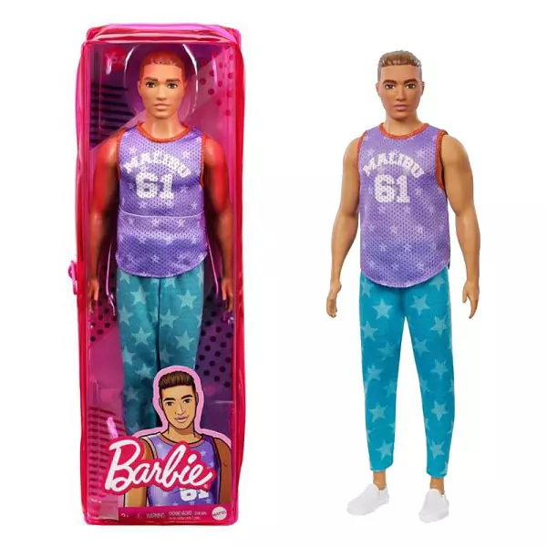 Barbie Fashionistas: Păpușă Ken în tricou Malibu într-un suport cu fermoar