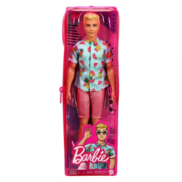 Barbie Fashionistas barátok: Szőke hajú Ken baba cipzáras tartóban