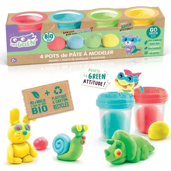 Canal Toys: Super Green - set de plastilină cu 4 borcănașe