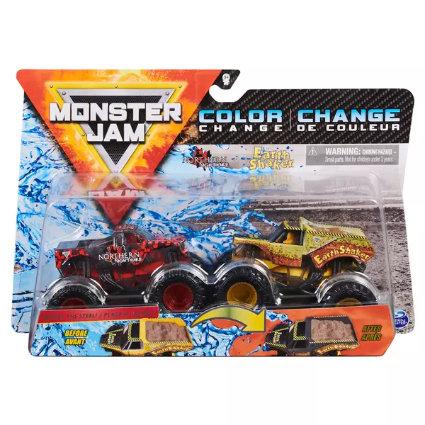 Monster Jam: Northern Nightmare și Earth Shaker - set cu 2 mașinuțe culori schimbătoare