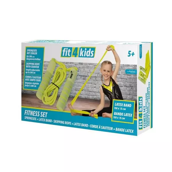 Fit4Kids: Set fitness - coardă de sărit și bandă elastică