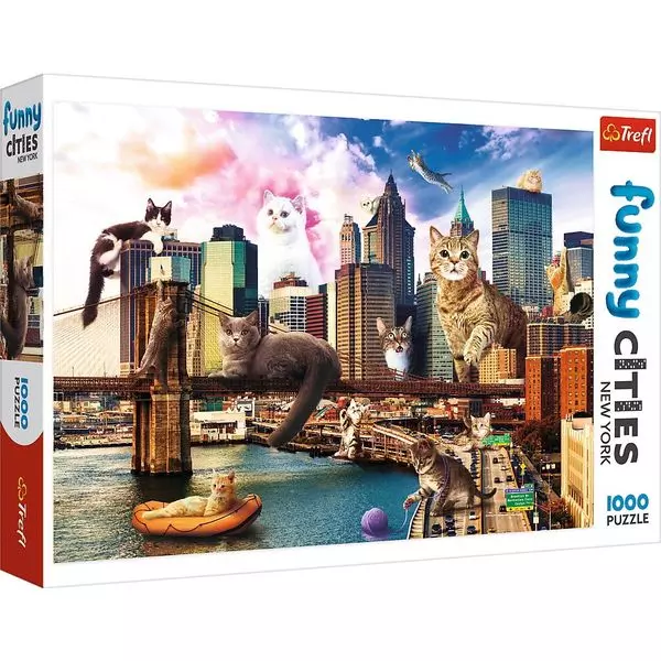 Trefl: Crazy Cities Pisicuțe la New York - puzzle cu 1000 piese