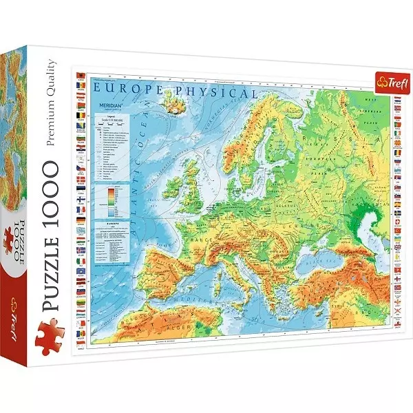 Trefl: Harta fizică a Europei - puzzle cu 1000 piese