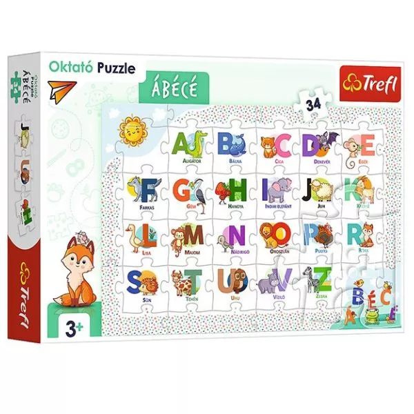 Trefl: Alfabetul - puzzle educativ cu 34 de piese, în lb. maghiară