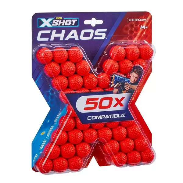 X-Shot: Chaos 50 játékfegyver szivacstöltény szett 50 darabos