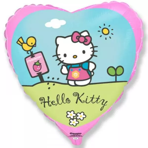 Hello Kitty szivecske fólia lufi - 45 cm