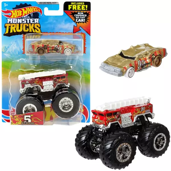 Hot Wheels Monster Trucks: Set de mașinuțe 5 Alarm - roșu