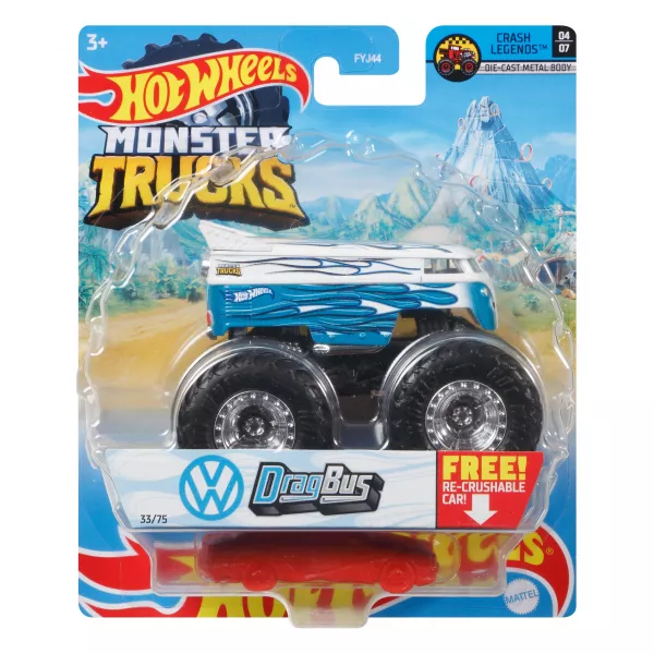 Hot Wheels Monster Trucks: Drag Bus kisautó - kék-fehér