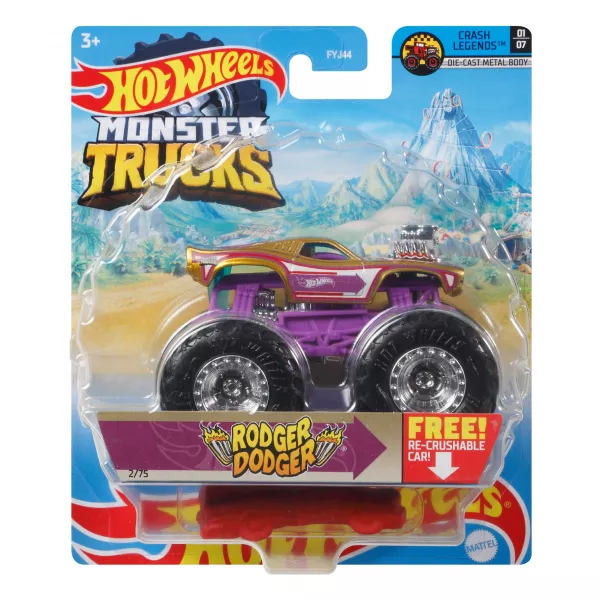 Hot Wheels Monster Truck: Rodger Dodger kisautó - lila-arany