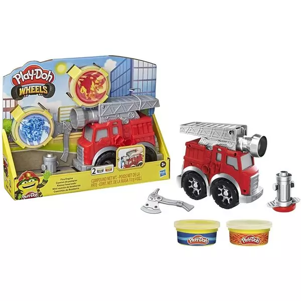 Play-Doh: Set de joacă Mașina de pompieri cu 2 borcănașe de plastilină