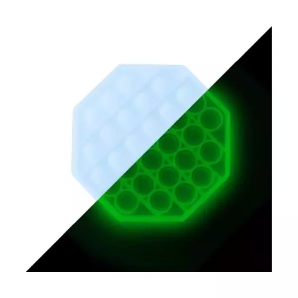 Push Pop Bubble - jucărie antistres fosforescent în formă octogonală - două feluri
