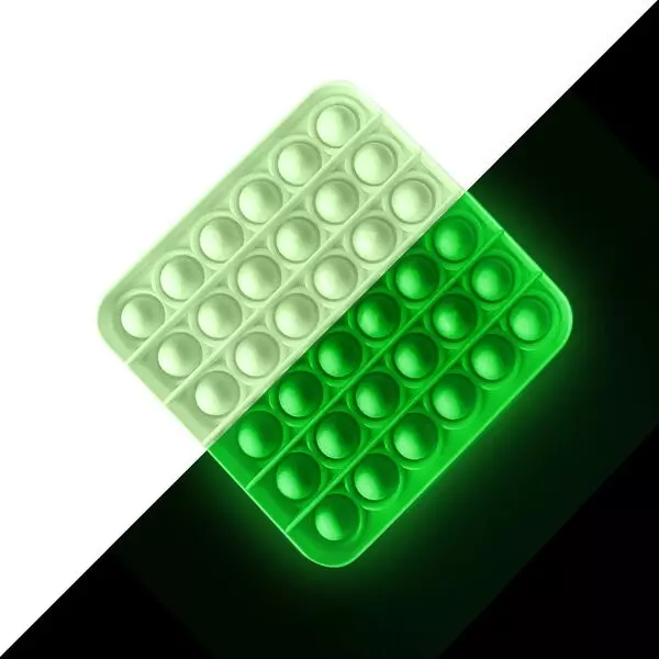 Push Pop Bubble - jucărie antistres fosforescent în formă pătrată - două feluri
