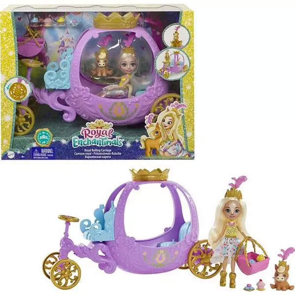 EnchanTimals: Caleașcă regală cu păpușa Peola Pony și figurină Petite