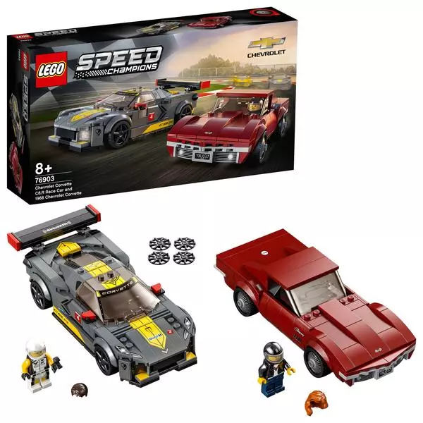 LEGO Speed Champions: Mașină de curse Chevrolet Corvette C8.R și 1968 Chevrolet Corvette - 76903