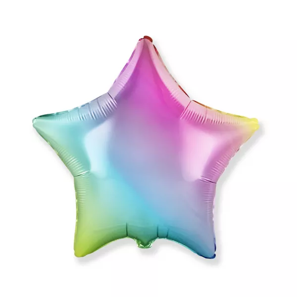 Szivárvány átmenetes, csillag alakú fólia léggömb - 46 cm