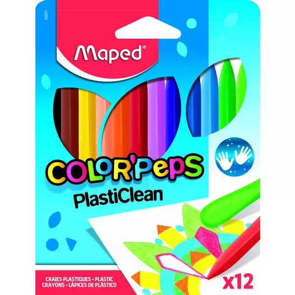 MAPED: PlastiClean színes zsírkréta, 12 db-os