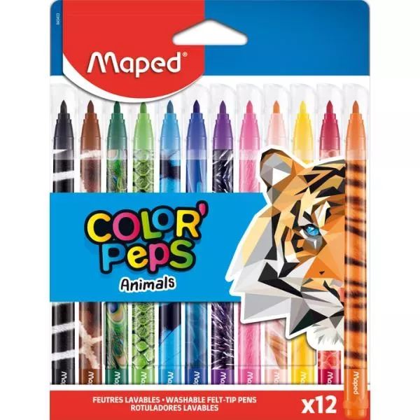 MAPED: Color’Peps Animals - kimosható filctoll készlet, 12 db-os akciós termékkép 1