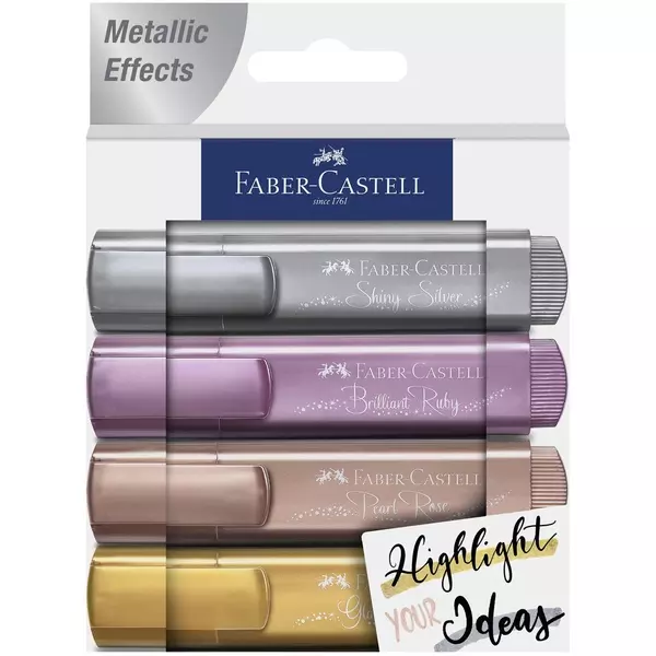 Faber-Castell: Metál színű szövegkiemelő készlet, 4 db-os