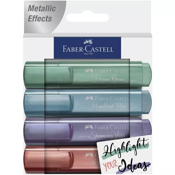 Faber-Castell: Set text marker - 4 buc, culori metalizate