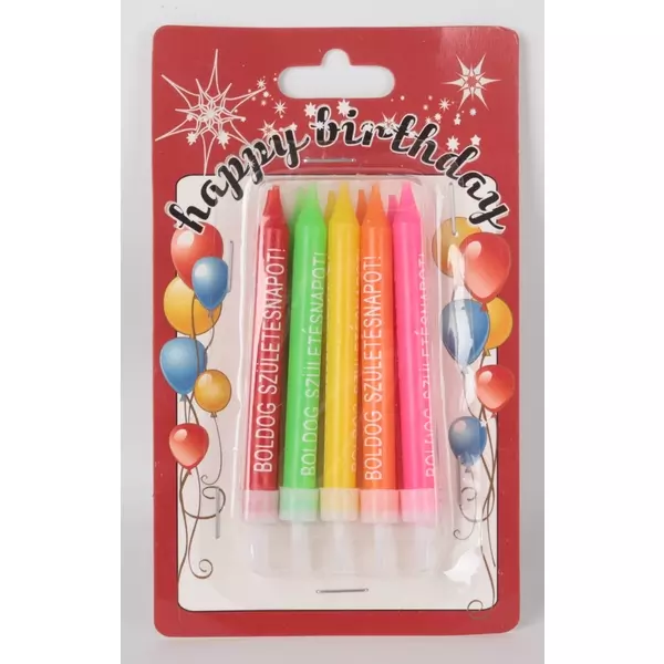 Boldog születésnapot feliratos, színes gyertya szett - 10 darabos